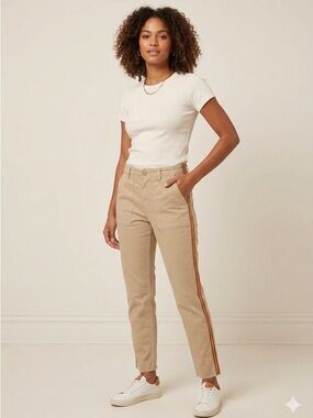 Anthropologie Velvet by Graham & Spencer Khaki Side Stripe Pant NWT